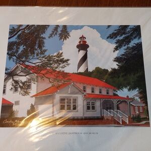 St Augustine Fl Lighthouse & Museum Litho Rare 319/1000 Cornelius Gelsavage